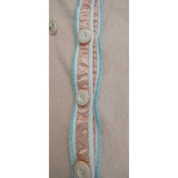 Intuitions light Peach Sweater Women knitted Cardigan Medium Lace Cottagecore - Picture 7 of 15